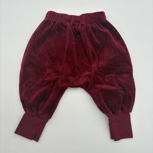 Baby Collection Pants Girls 6-9 Months Red Velour Jogger Pull On Soft Casual